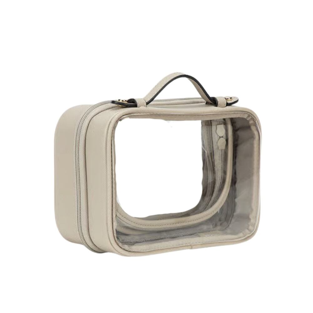 New CALPAK Mini Clear Cosmetics Case Stone with dust bag 8" x 6" x 4" - Picture 3 of 5